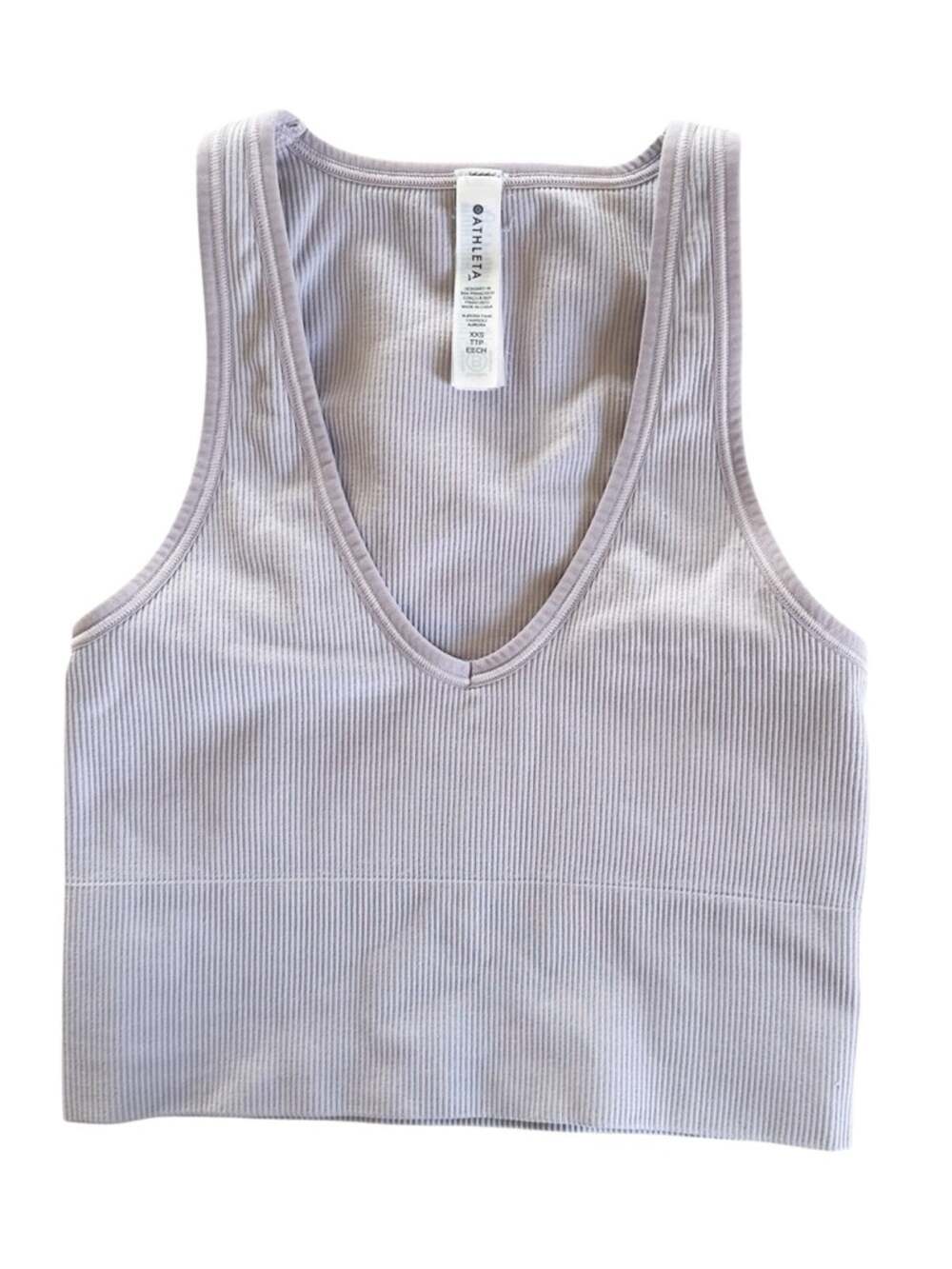 Athleta Aurora Crop Rib Tank Top P
Dusky Lavender Size XXS EUC
